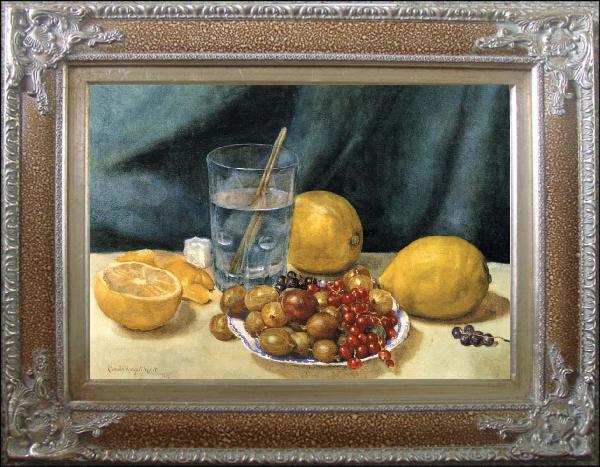 framed  Hirst, Claude Raguet Still Life with Lemons,Red Currants,and Gooseberries, Ta147